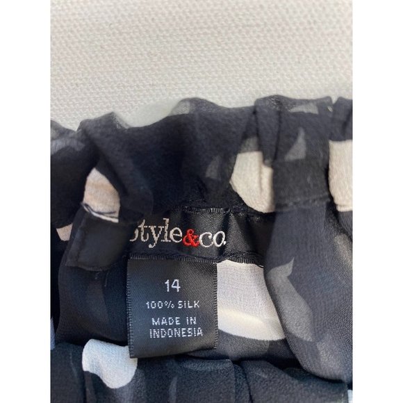 STYLE & CO Black with White Polka Dots High Neck Silk Sleeveless sz 14 - Picture 4 of 6